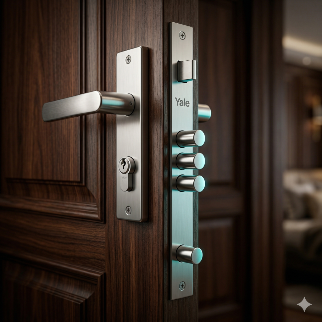 Cerradura multipunto de alta seguridad Yale instalada con manilla premium por Apalock