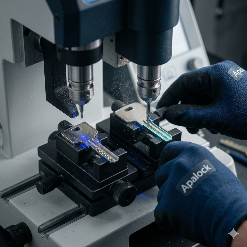 Copia de llaves de alta seguridad con maquinaria computarizada CNC a domicilio por Apalock
