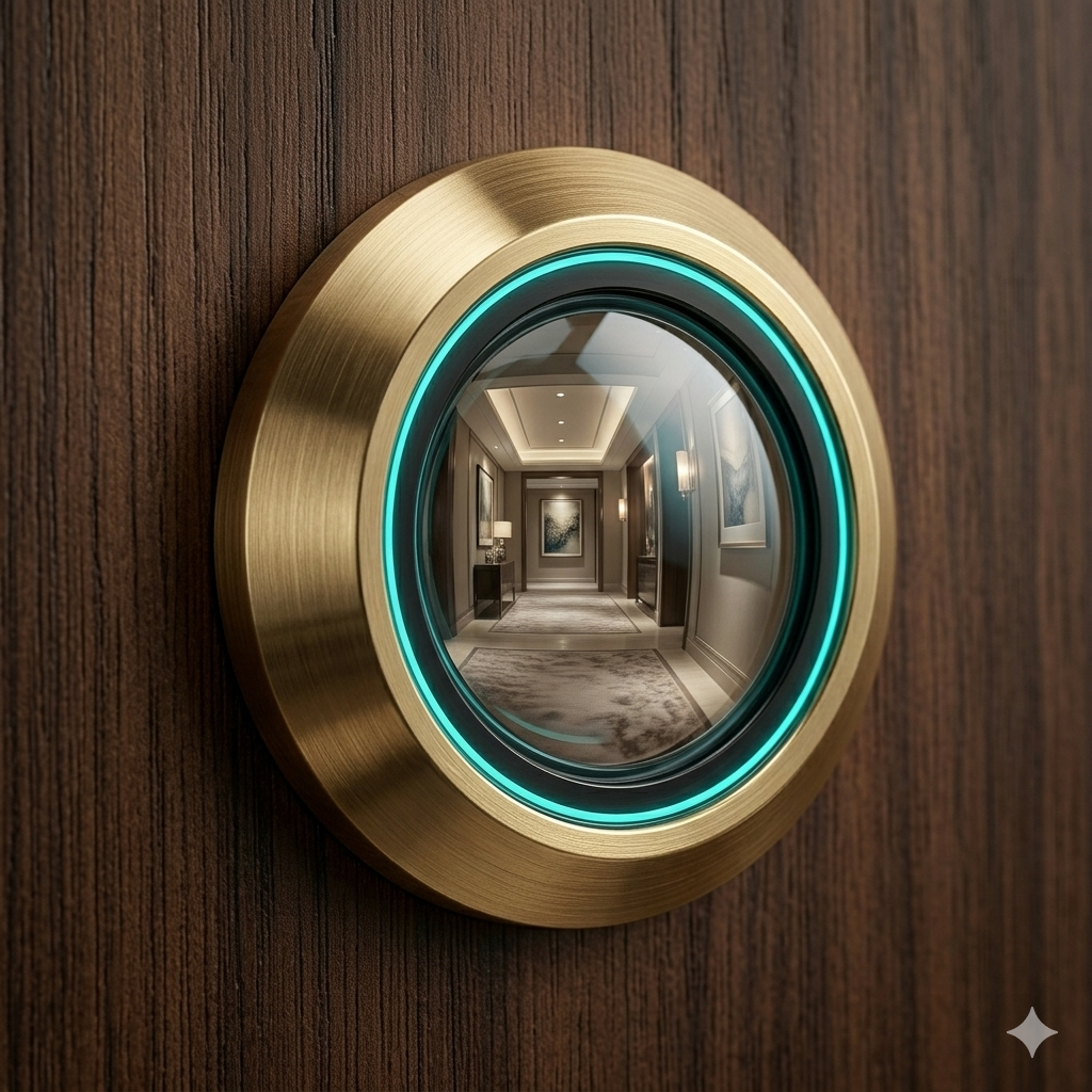 Instalación de mirilla de seguridad gran angular VIP para puertas residenciales por cerrajeros expertos Apalock